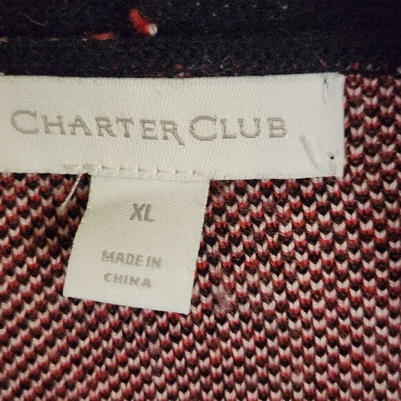 Charter Club Black Red Plaid Coatagan Long Line Sweater Jacket Size XL - Picture 9 of 10
